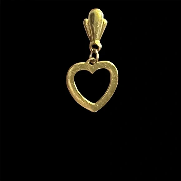 14K Gold open Heart Drop Earrings vintage original backs - Picture 3 of 7